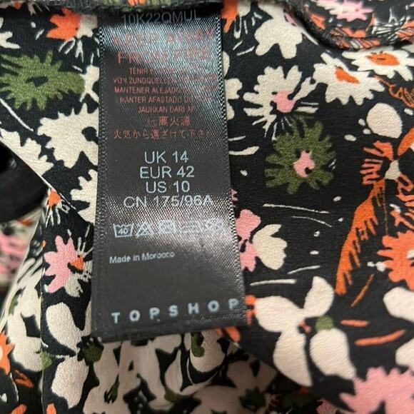 TOPSHOP DITSY FLORAL PRINT CREPE SMOCK DRESS SIZE 14 - Picture 4 of 5